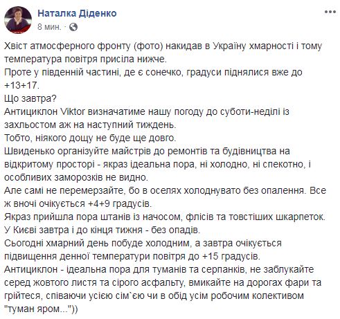 Погода в Украине: синоптик предупредила об антициклоне Viktor